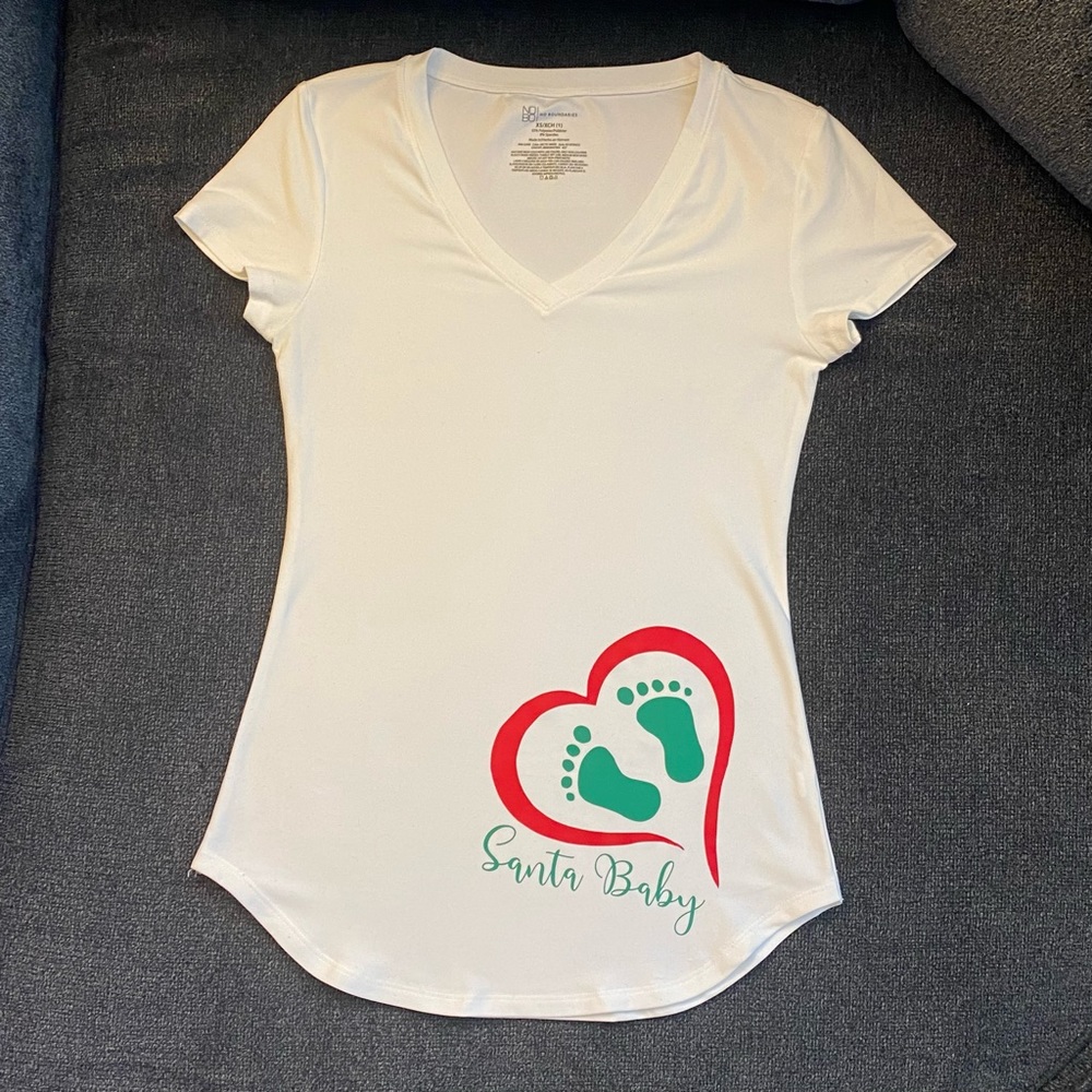 Christmas Pregnancy Tee White sz XS